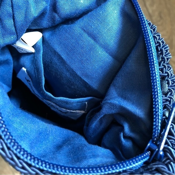 VTG Valerie Barad for Cabrelli purse cross body bag navy blue ribbon crochet - Picture 5 of 7